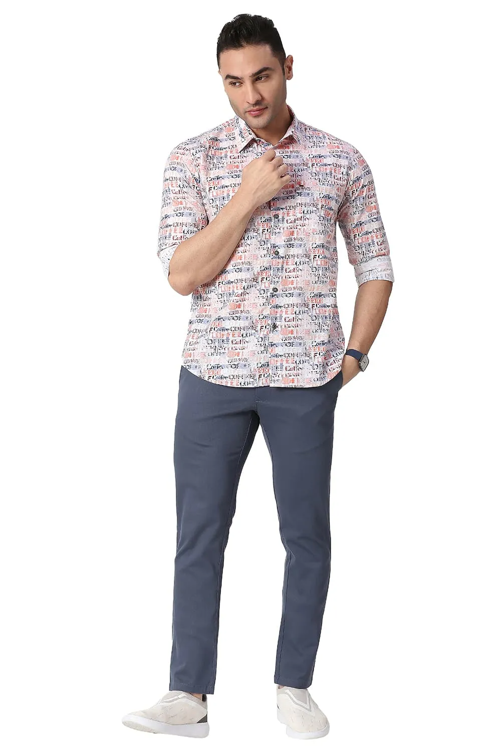 Slim Fit Cotton Poplin Digital Printed Shirt
