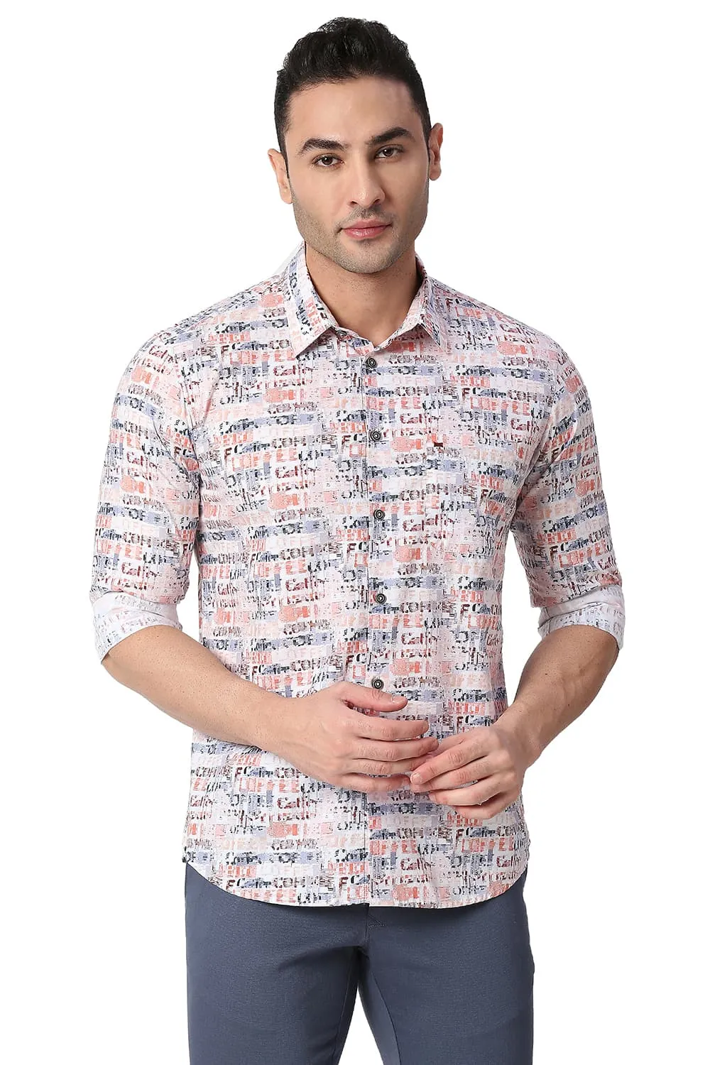 Slim Fit Cotton Poplin Digital Printed Shirt