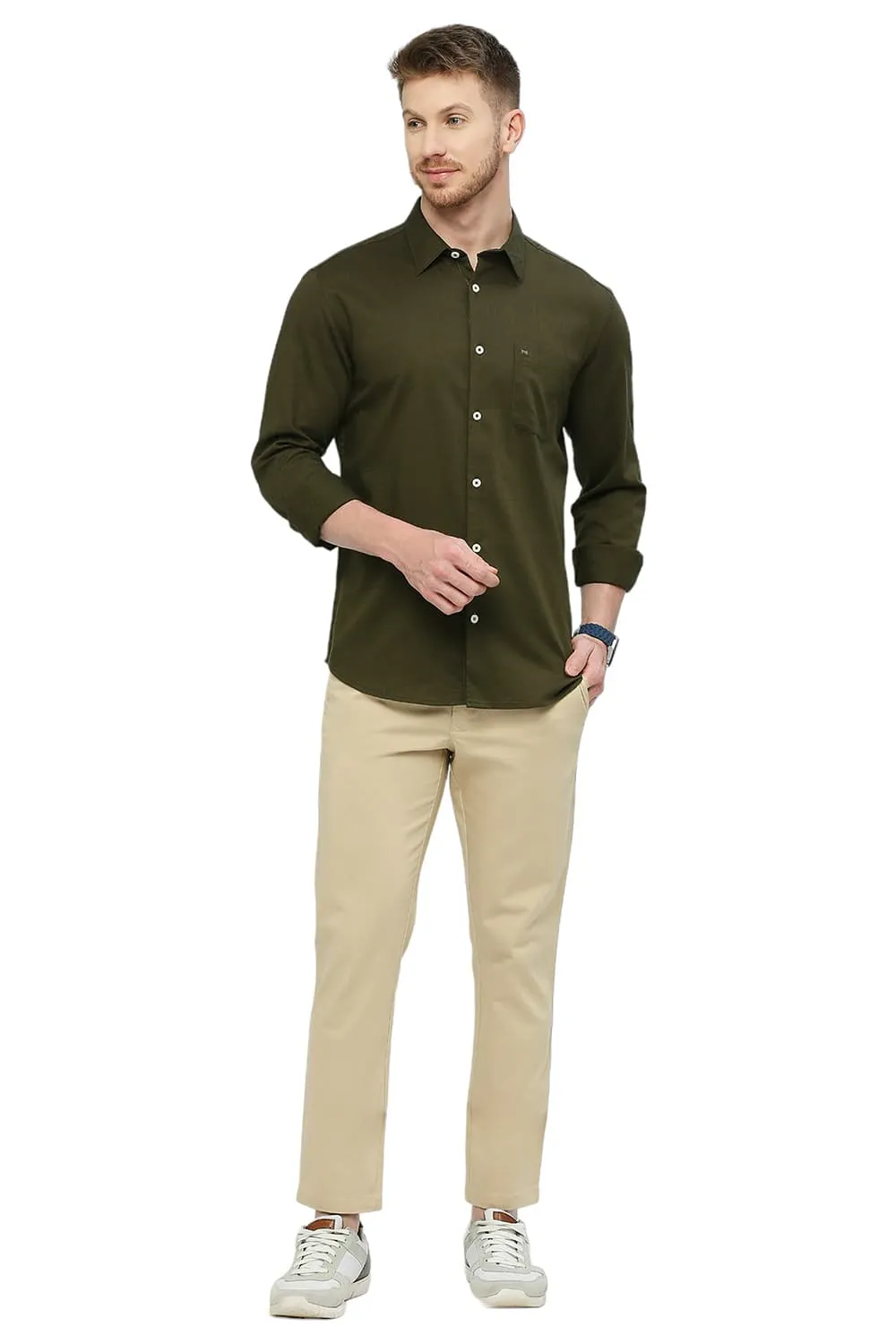 Slim Fit Cotton Slub Twill Shirt