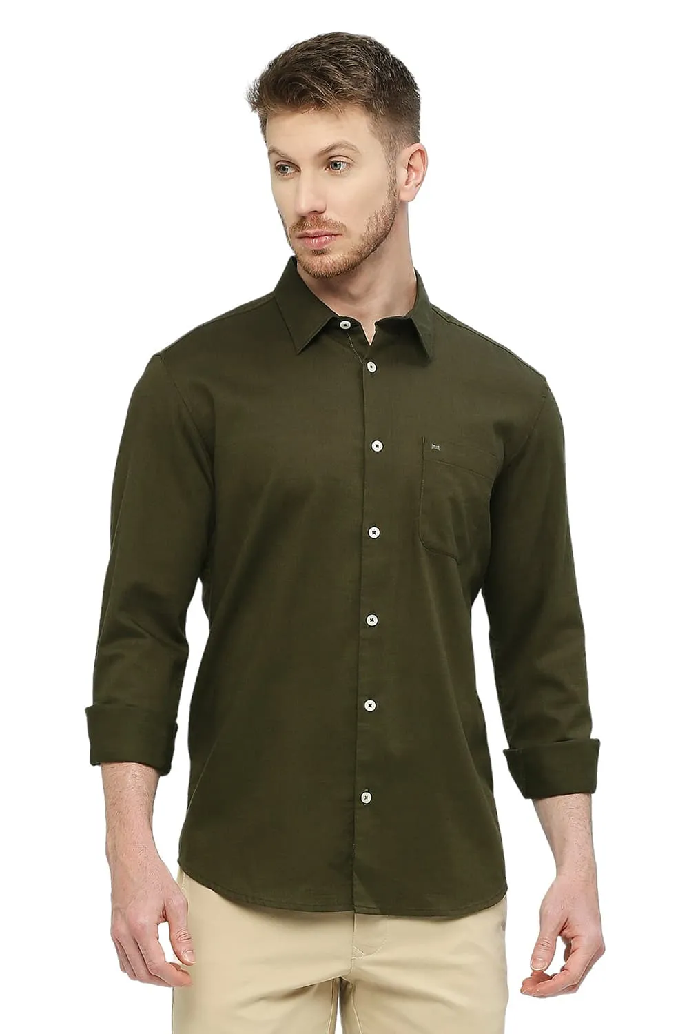Slim Fit Cotton Slub Twill Shirt