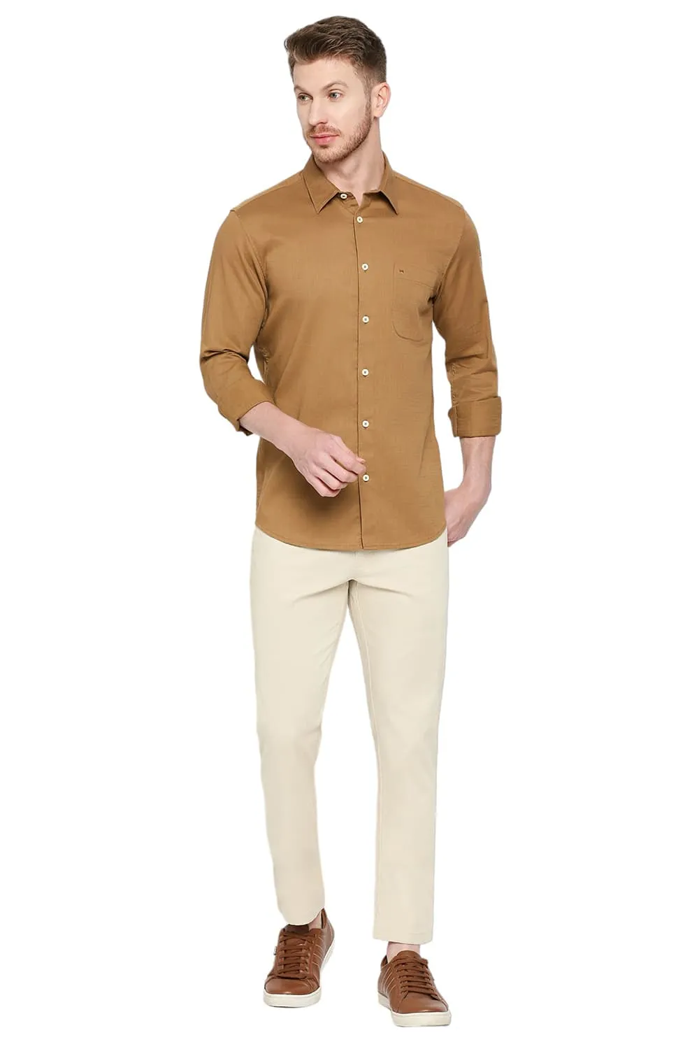 Slim Fit Cotton Slub Twill Shirt