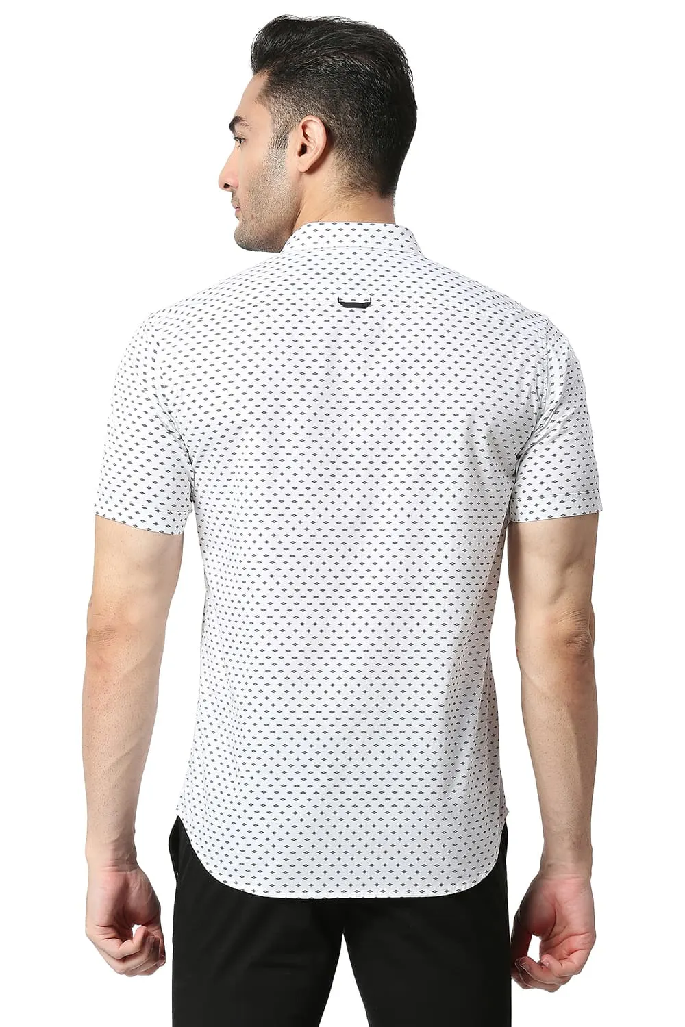 Slim Fit Cotton Twill Printed Halfsleeves Shirt