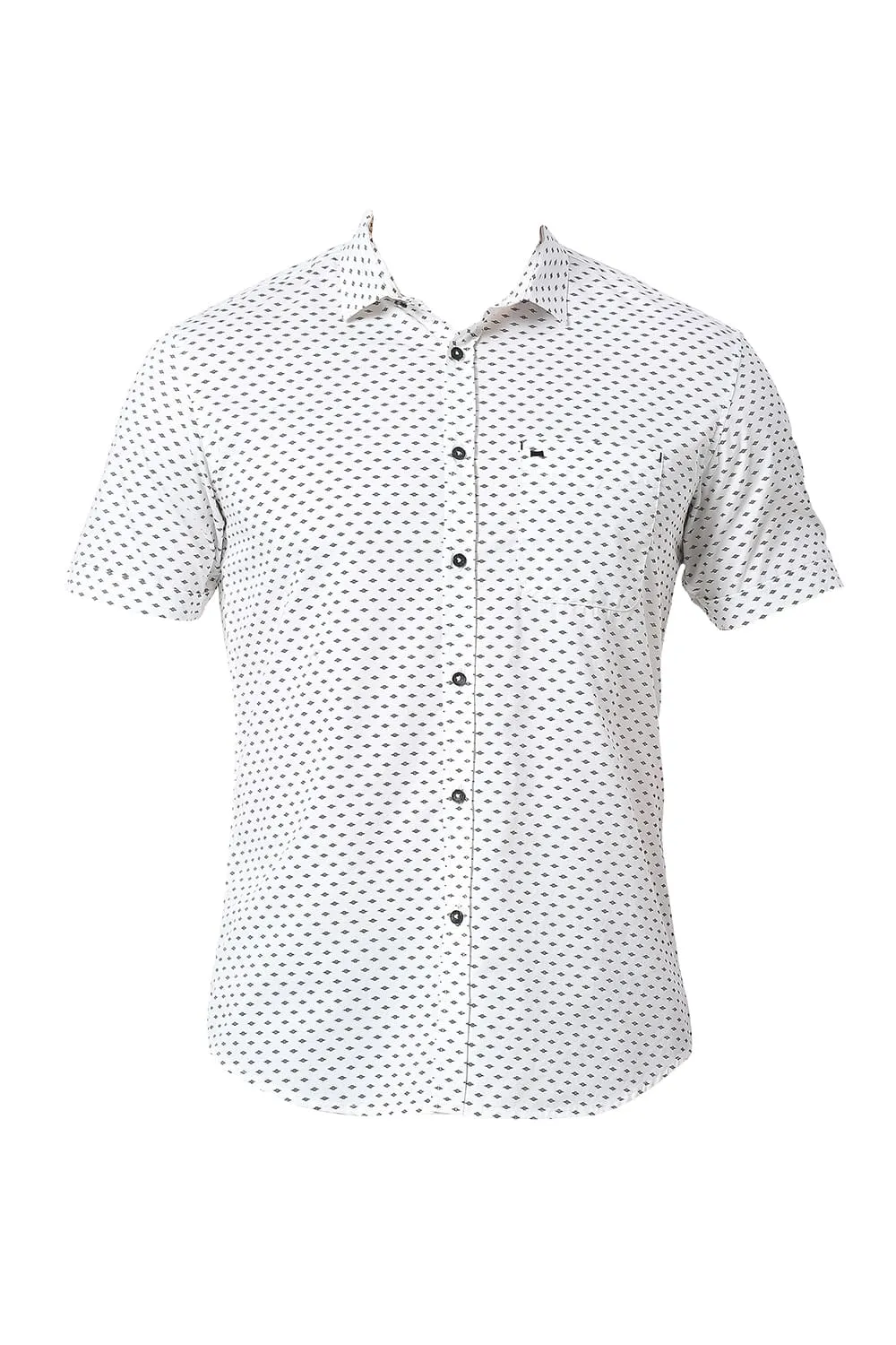 Slim Fit Cotton Twill Printed Halfsleeves Shirt