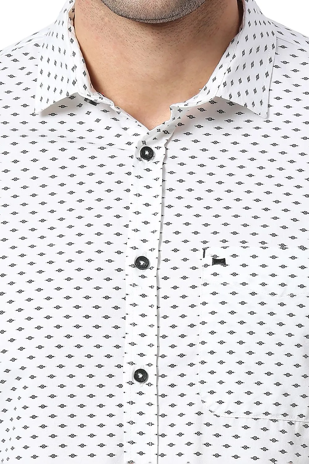 Slim Fit Cotton Twill Printed Halfsleeves Shirt