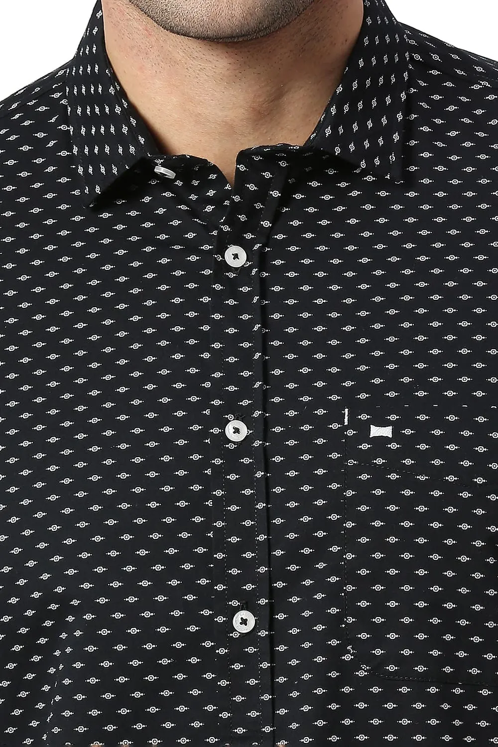 Slim Fit Cotton Twill Printed Halfsleeves Shirt