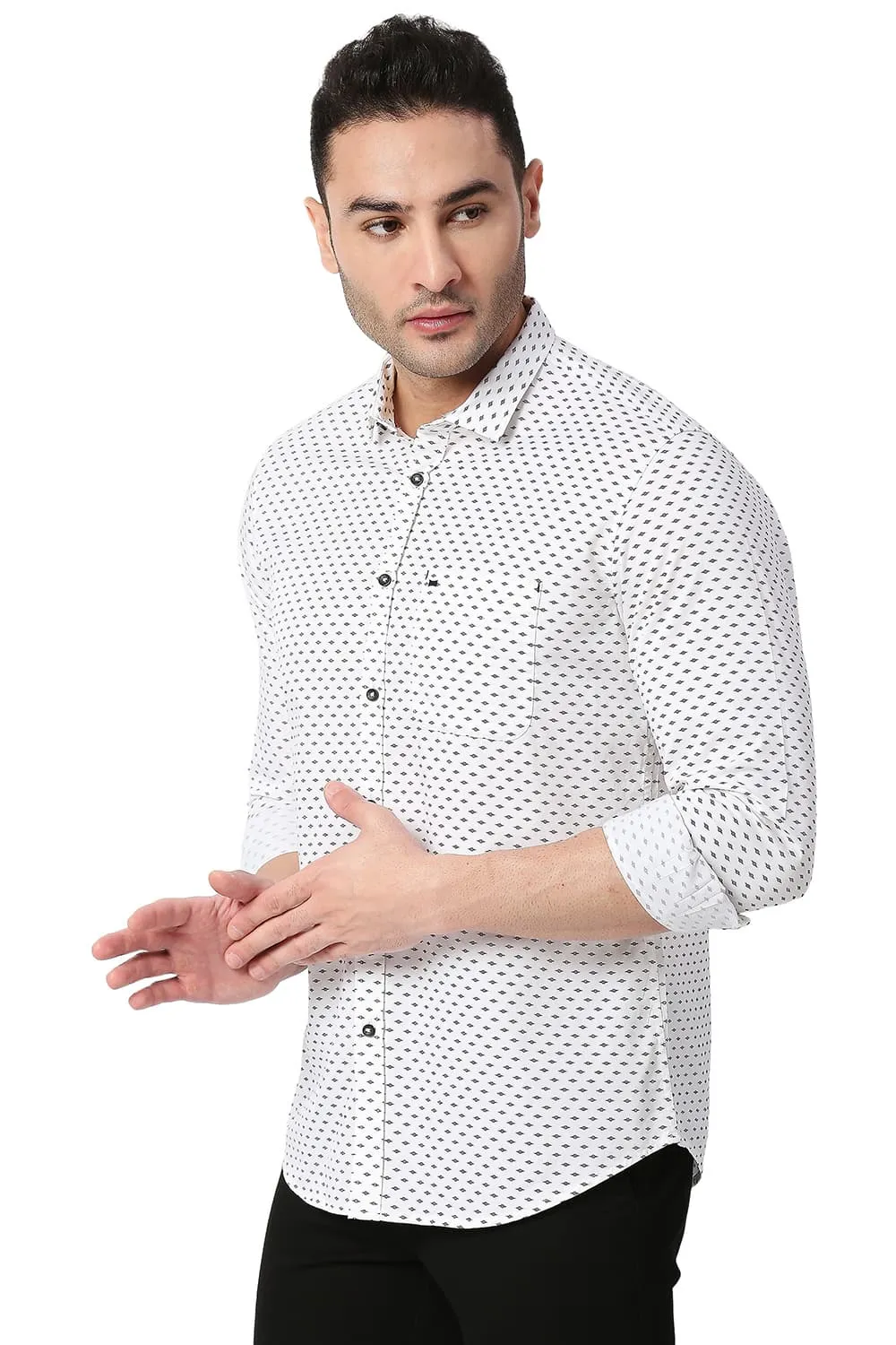 Slim Fit Cotton Twill Printed Shirt