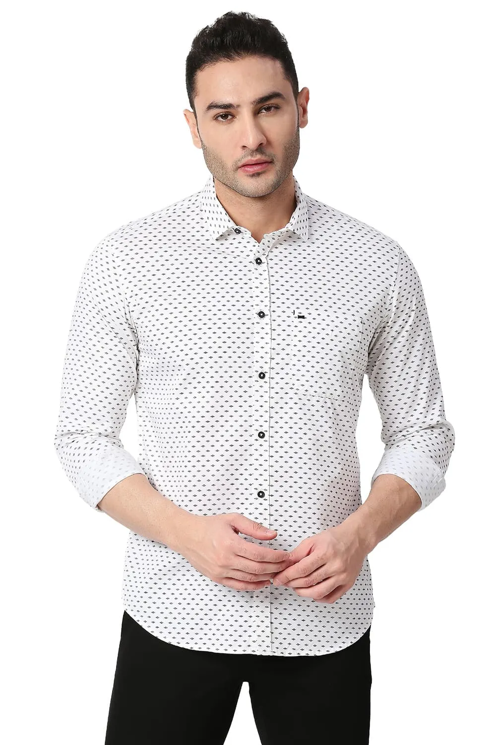 Slim Fit Cotton Twill Printed Shirt