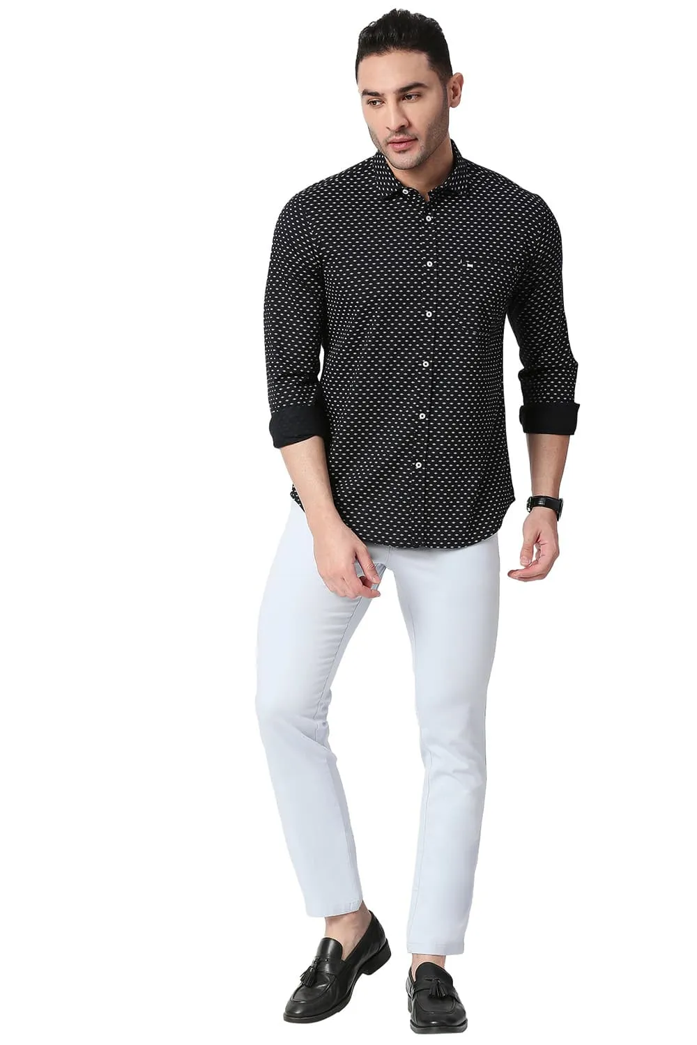 Slim Fit Cotton Twill Printed Shirt
