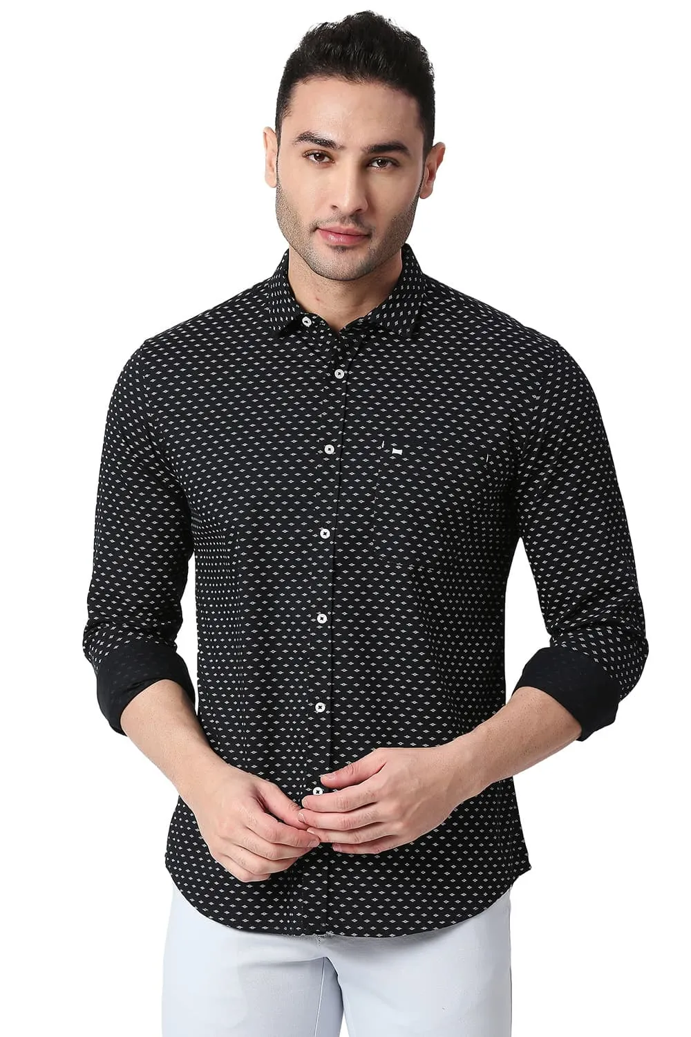 Slim Fit Cotton Twill Printed Shirt
