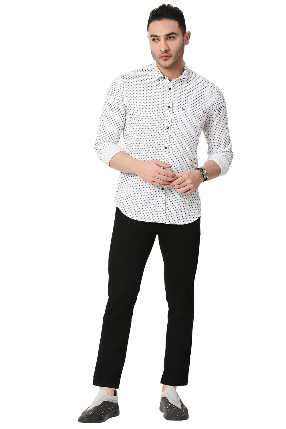 Slim Fit Cotton Twill Printed Shirt