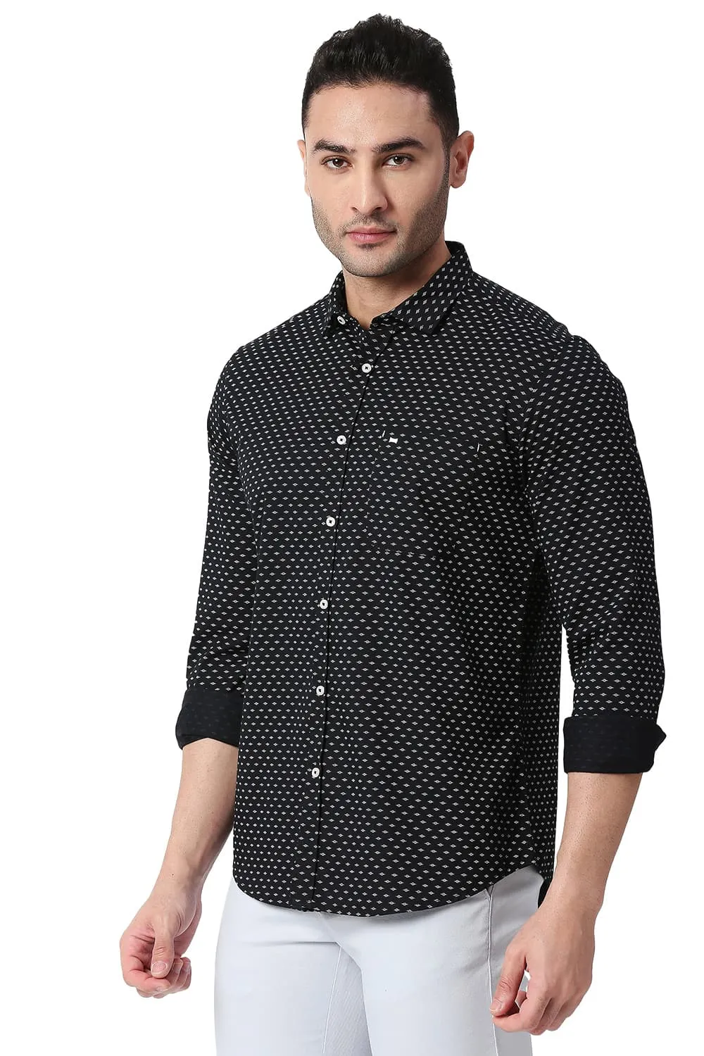 Slim Fit Cotton Twill Printed Shirt