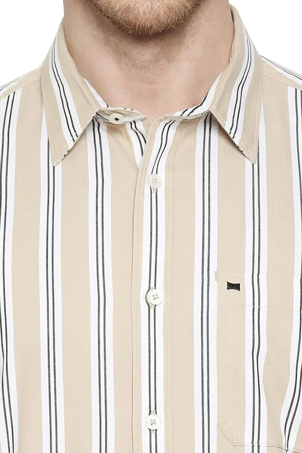 Slim Fit Cotton Twill Stripes Shirt