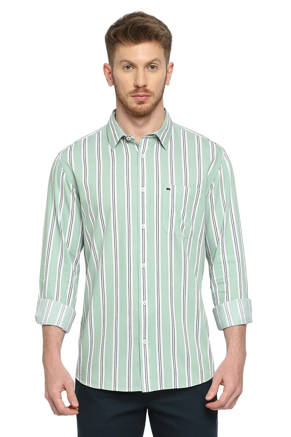Slim Fit Cotton Twill Stripes Shirt