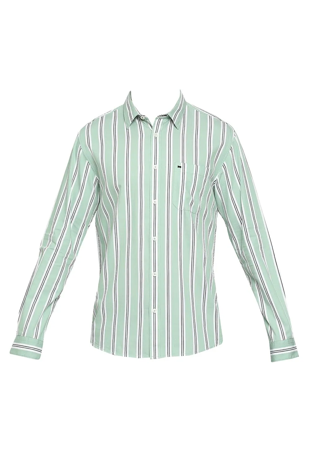 Slim Fit Cotton Twill Stripes Shirt