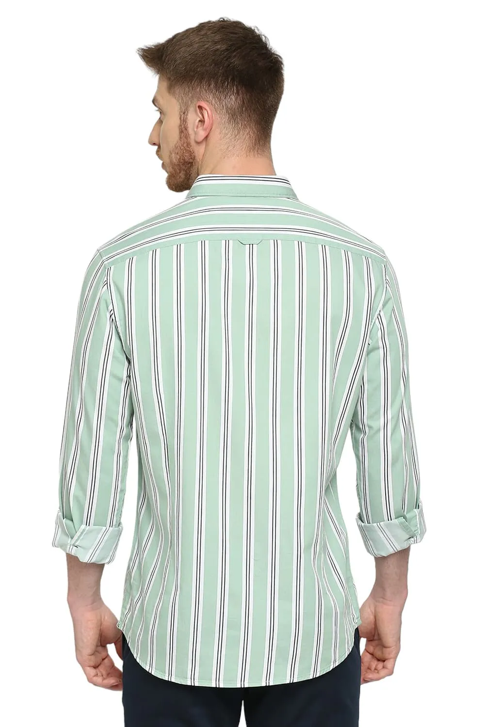 Slim Fit Cotton Twill Stripes Shirt