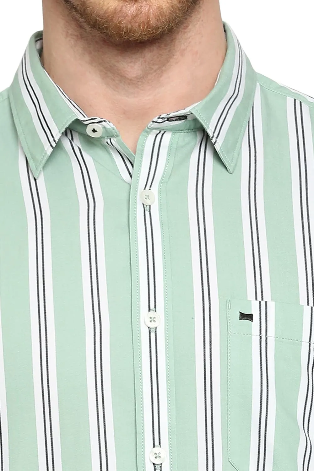 Slim Fit Cotton Twill Stripes Shirt