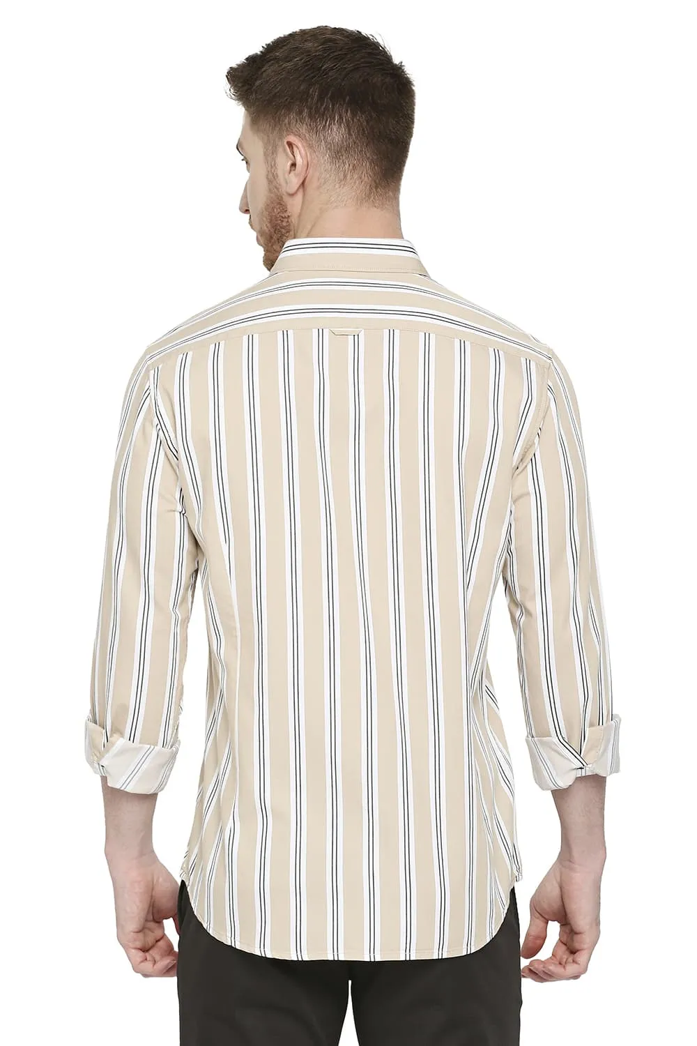 Slim Fit Cotton Twill Stripes Shirt