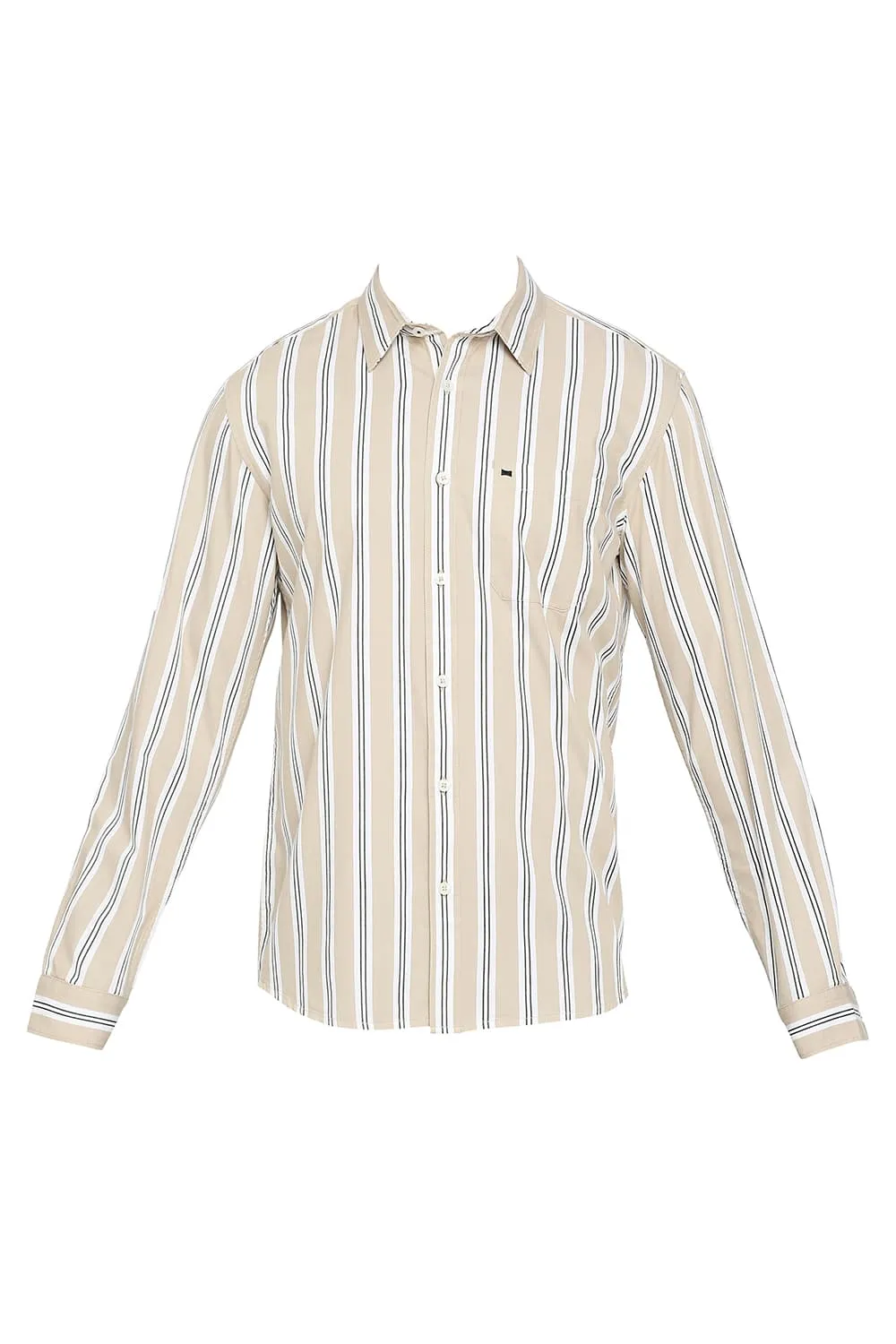 Slim Fit Cotton Twill Stripes Shirt