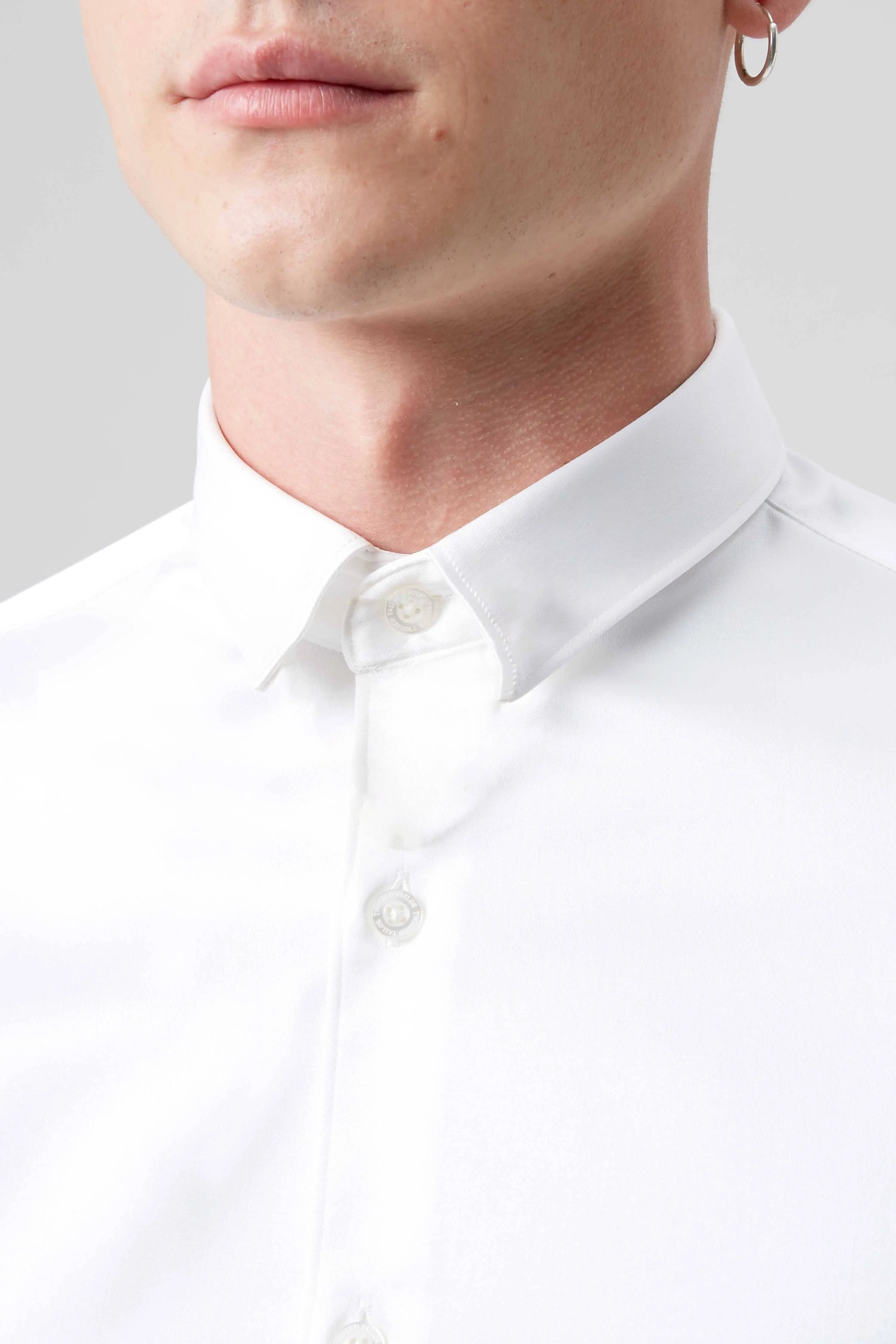 Slinky Slim Fit White Sateen Shirt