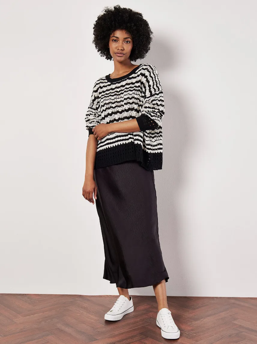 Stripe Crochet Knit Sweater