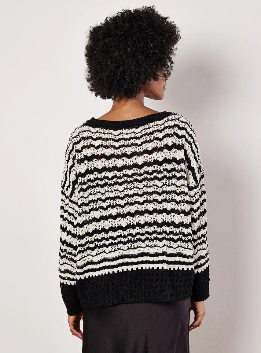 Stripe Crochet Knit Sweater