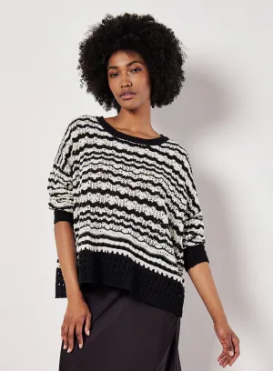 Stripe Crochet Knit Sweater