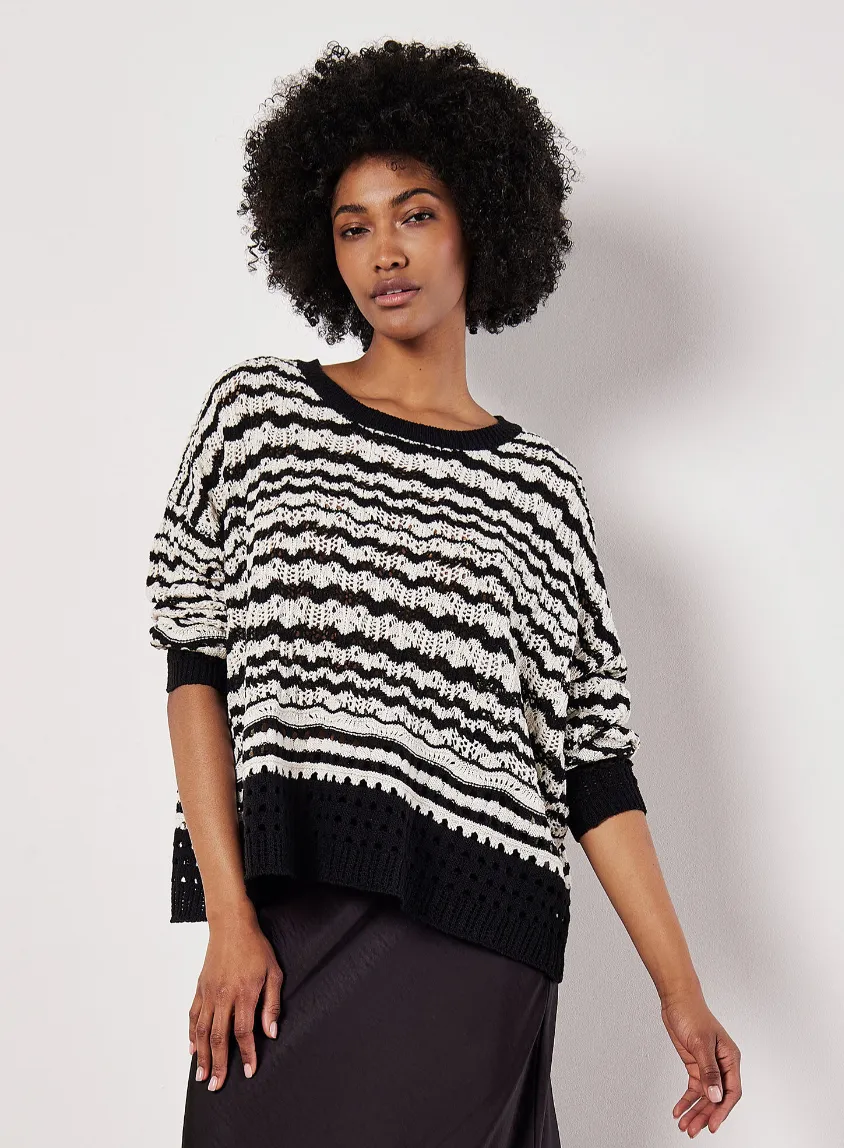 Stripe Crochet Knit Sweater