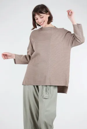 Striped Ash Top, Rose/Chocolate