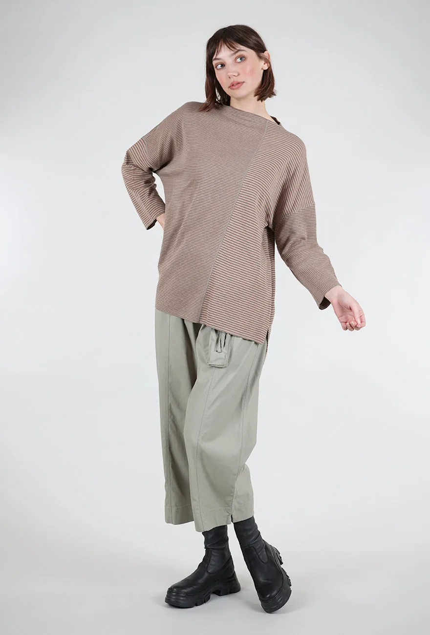 Striped Ash Top, Rose/Chocolate