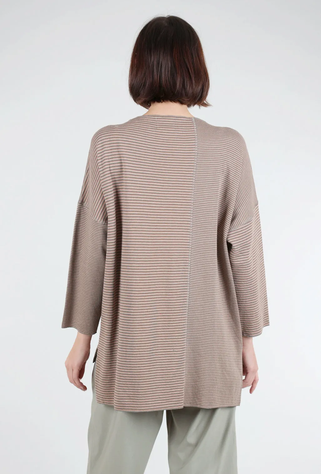Striped Ash Top, Rose/Chocolate