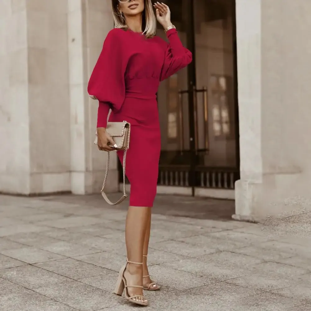 Sylvia Puff Sleeve Slim-Fit Dress