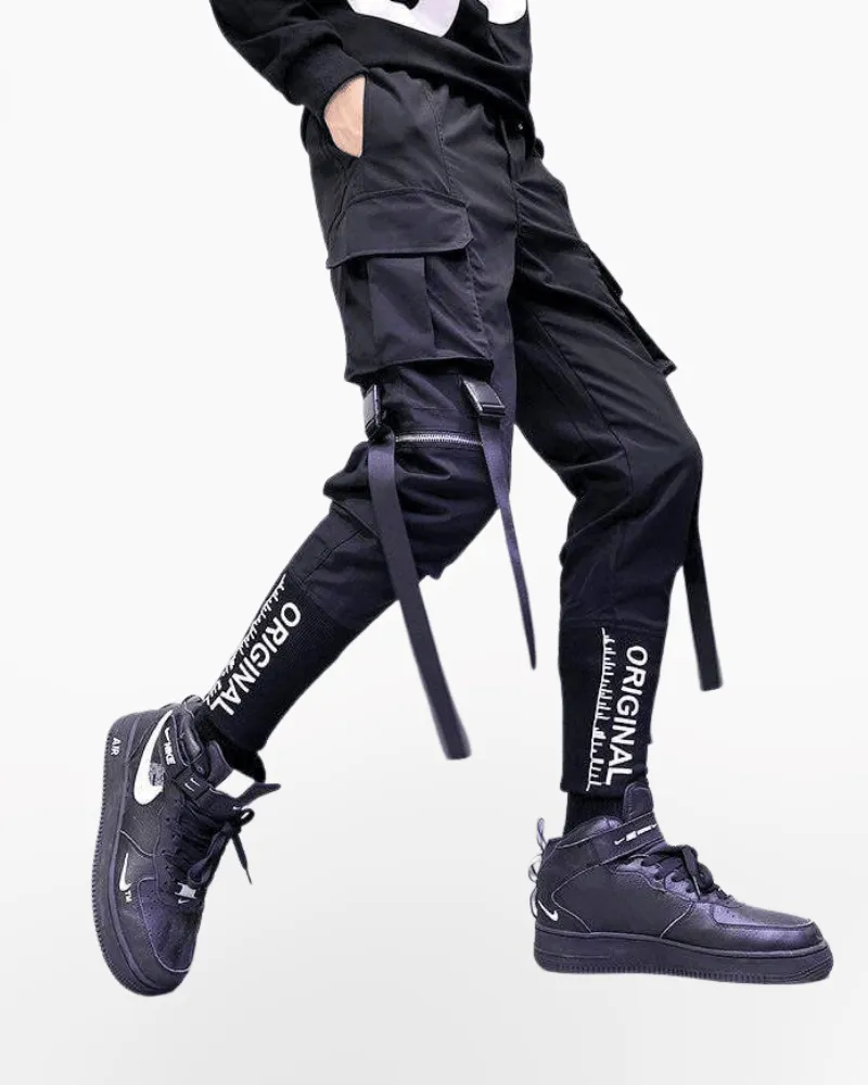 Techwear Letter Print Slim Jogger Pants