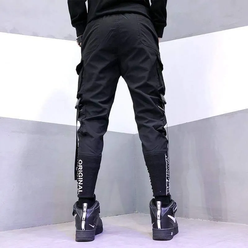 Techwear Letter Print Slim Jogger Pants