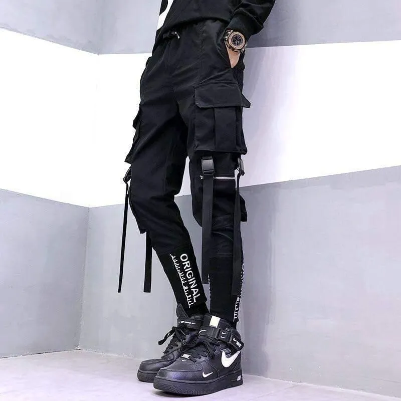 Techwear Letter Print Slim Jogger Pants