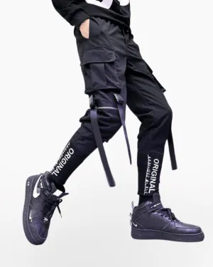 Techwear Letter Print Slim Jogger Pants