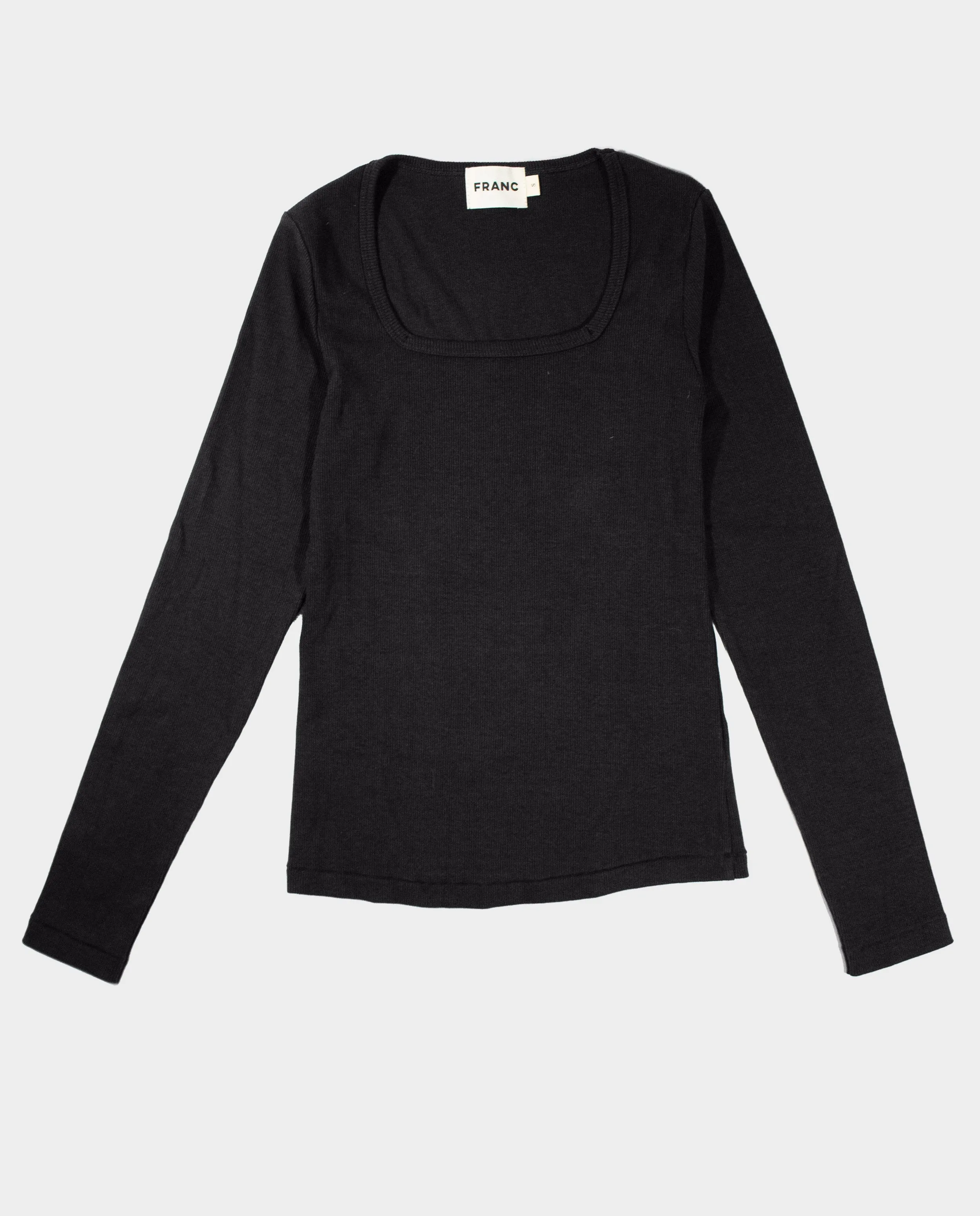 The Long Sleeve Squareneck Top in Black