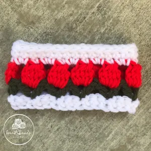 Tulip Headband, Preemie - White/Red