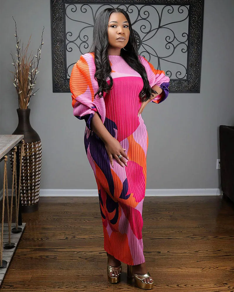 Twirl in Color Pleated Dress