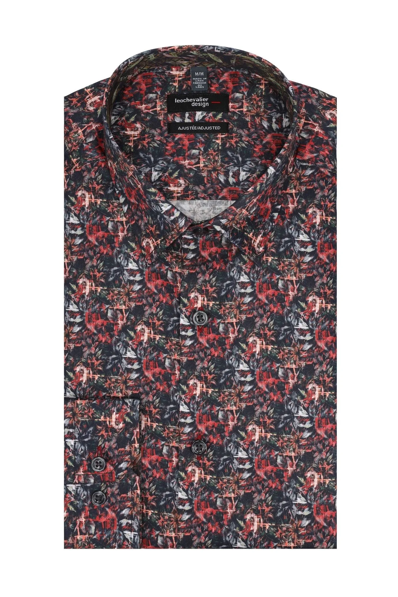 Vibrant Multi Color Autumn Print Men's Casual Long Sleeve Slim Fit Shirt