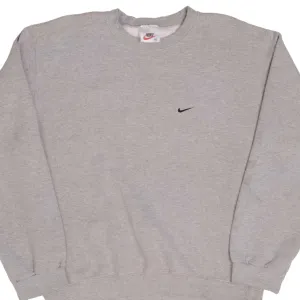 VINTAGE NIKE CLASSIC SWOOSH GREY SWEATSHIRT 1990S SIZE MEDIUM MADE IN USA