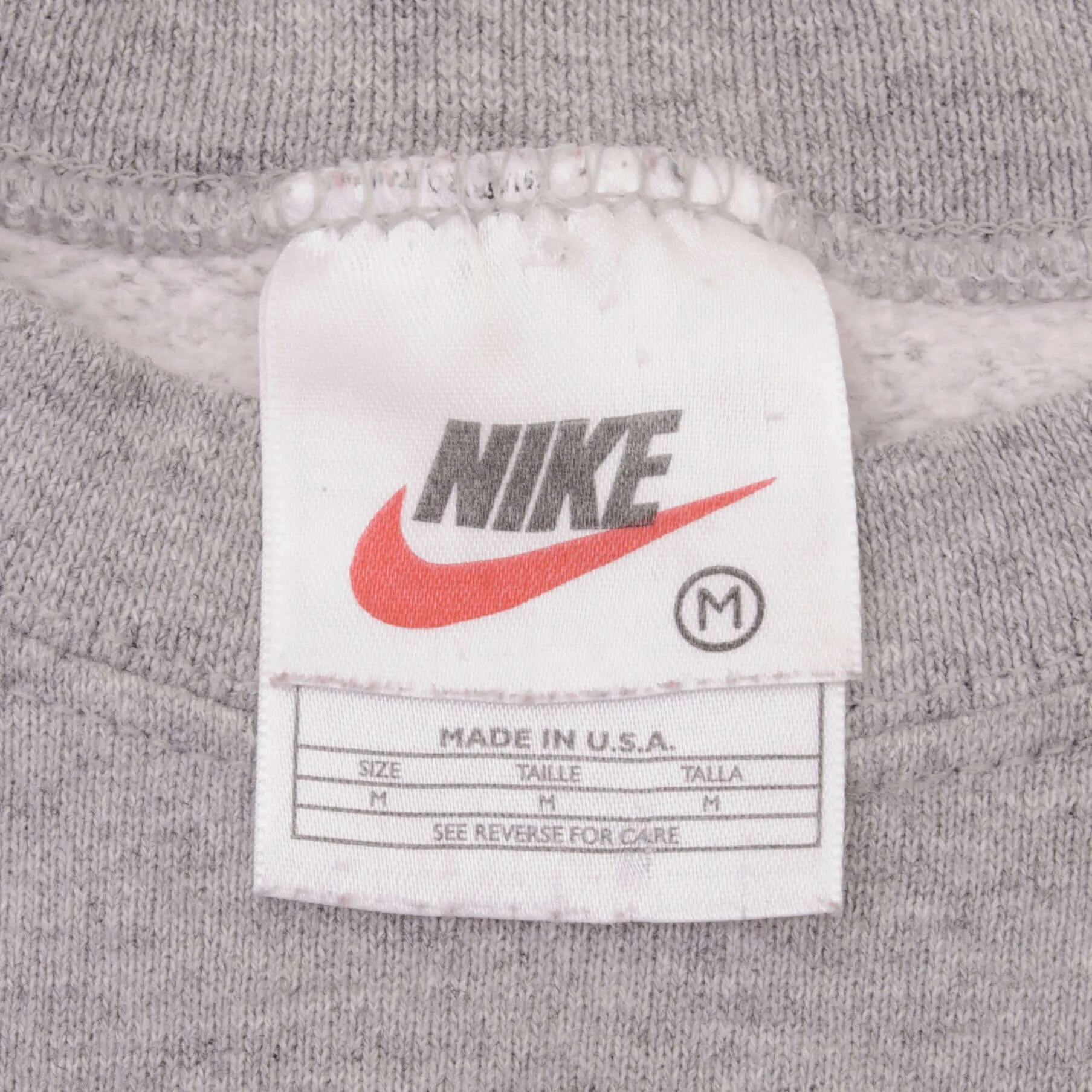 VINTAGE NIKE CLASSIC SWOOSH GREY SWEATSHIRT 1990S SIZE MEDIUM MADE IN USA