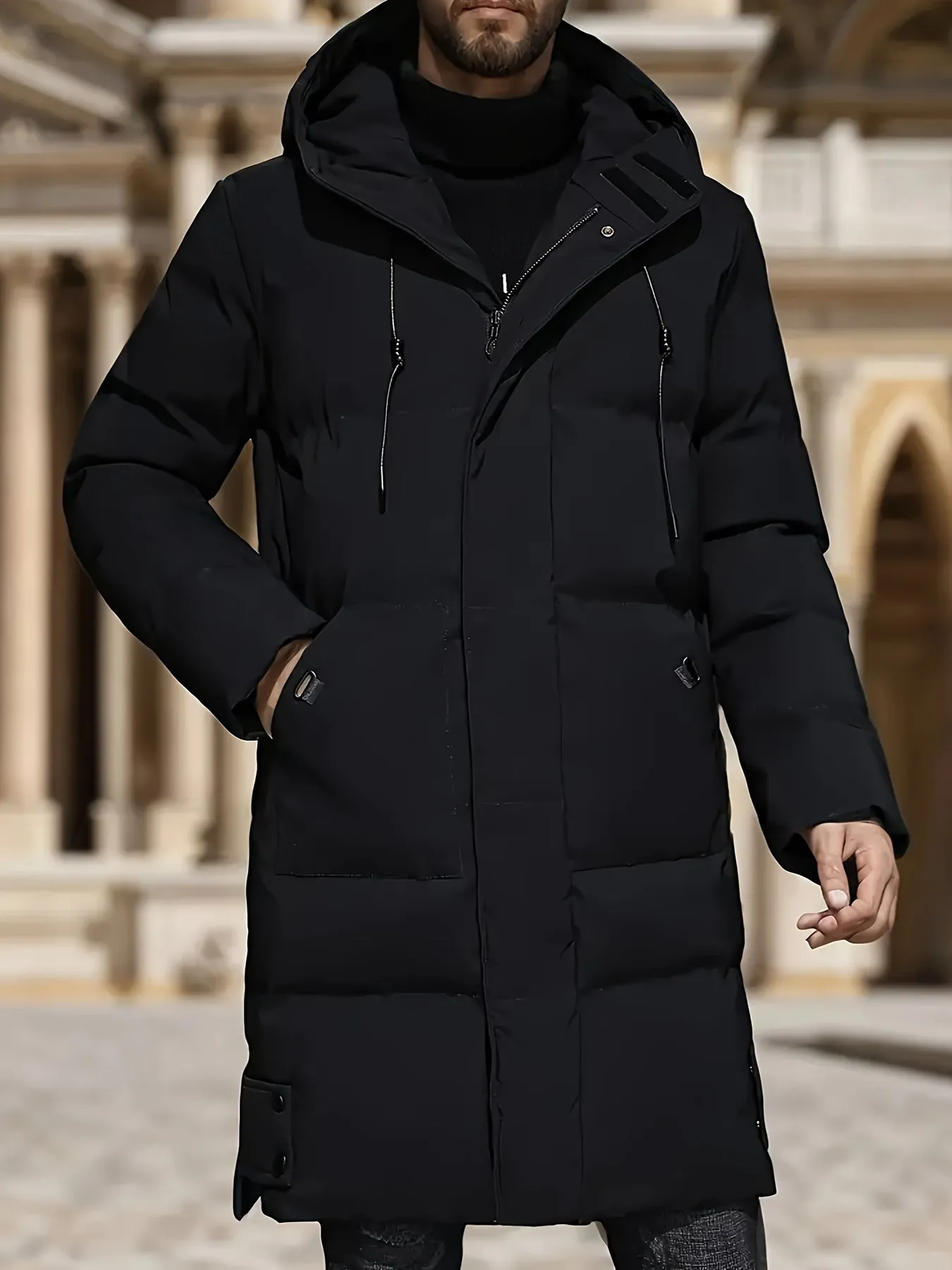 Warm Black Padded Winter Jacket With hood For Men | Ideal for Winter Activities
