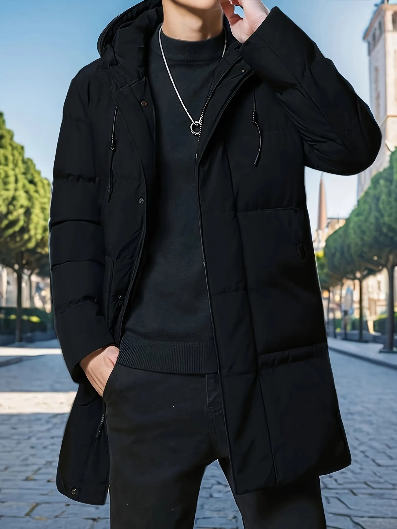 Warm Black Padded Winter Jacket With hood For Men | Ideal for Winter Activities