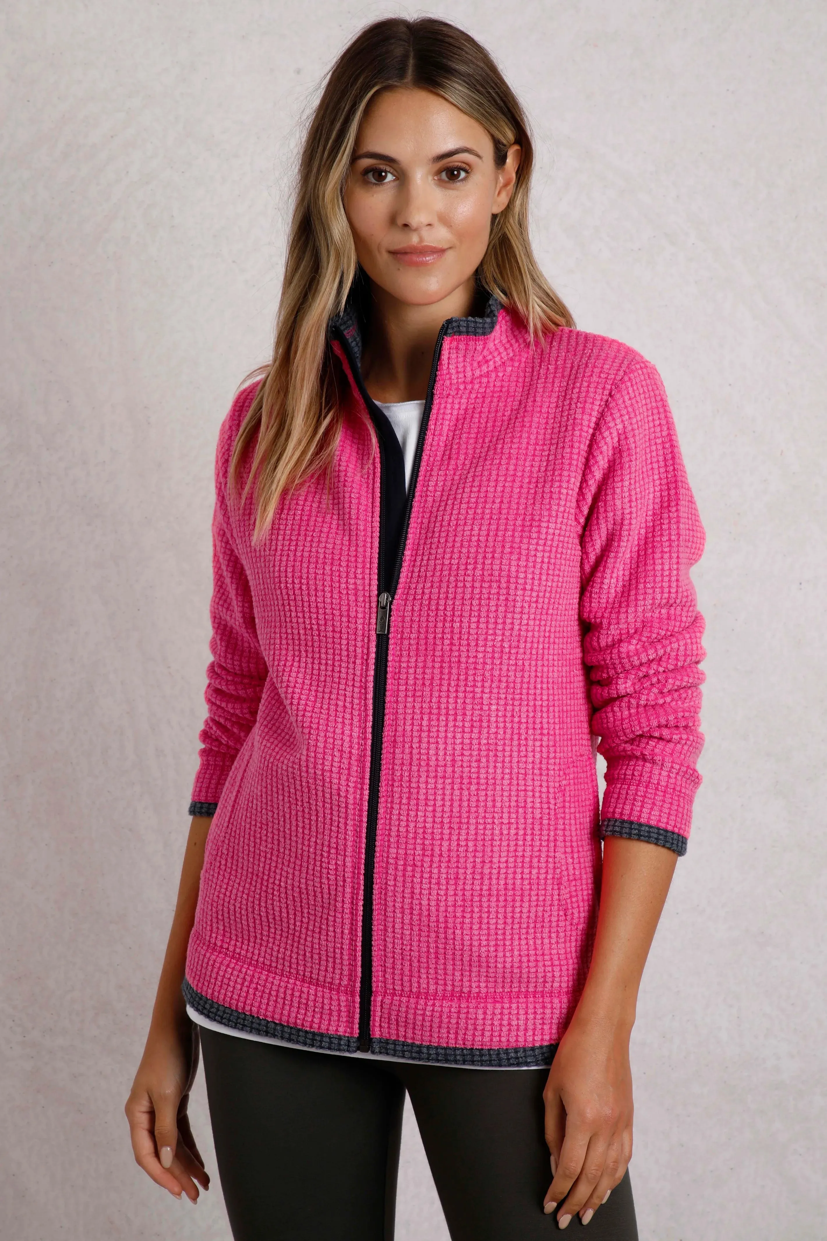 Weird Fish 16 Begonia Pink Ariana Eco Full Zip Grid Fleece
