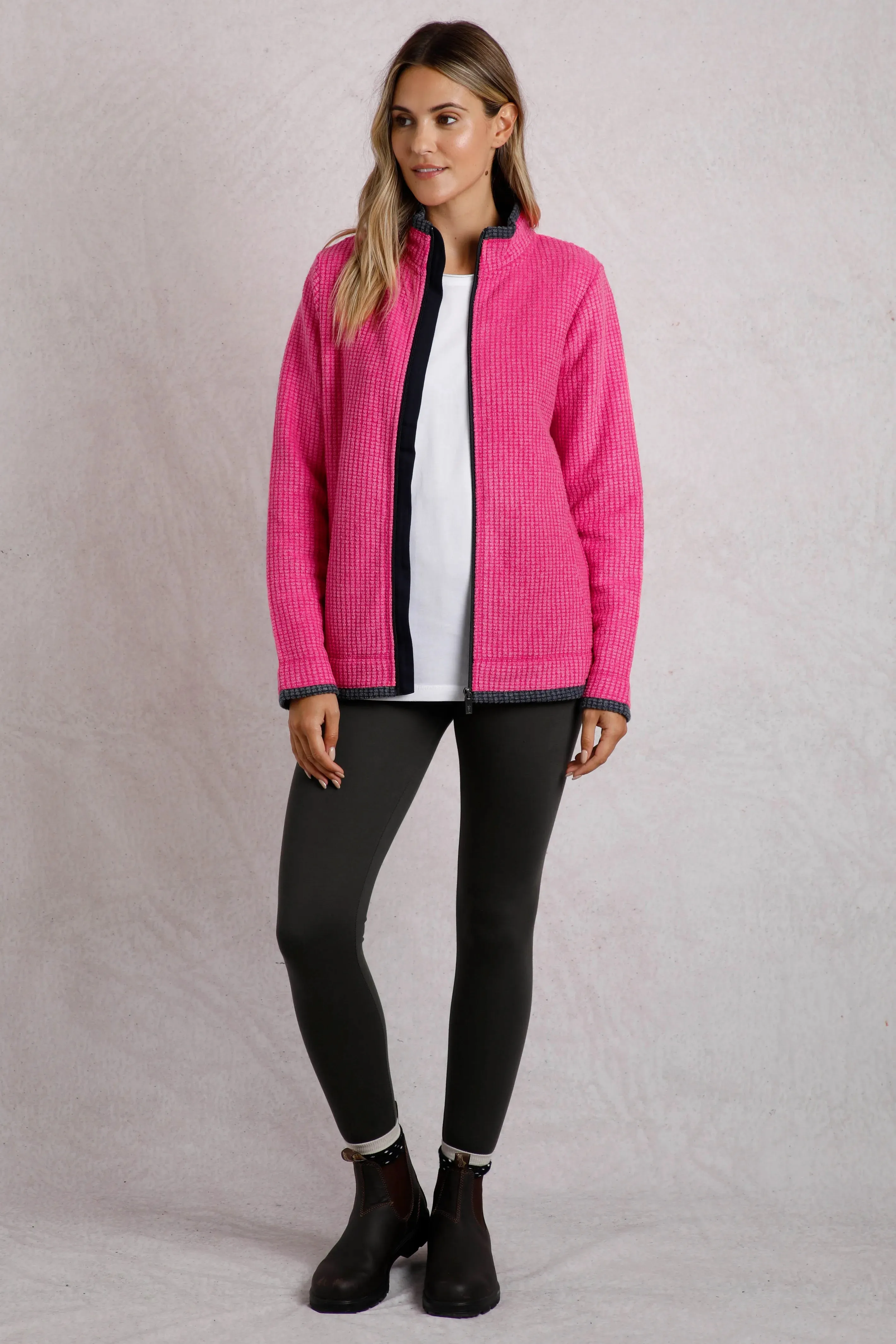Weird Fish 16 Begonia Pink Ariana Eco Full Zip Grid Fleece