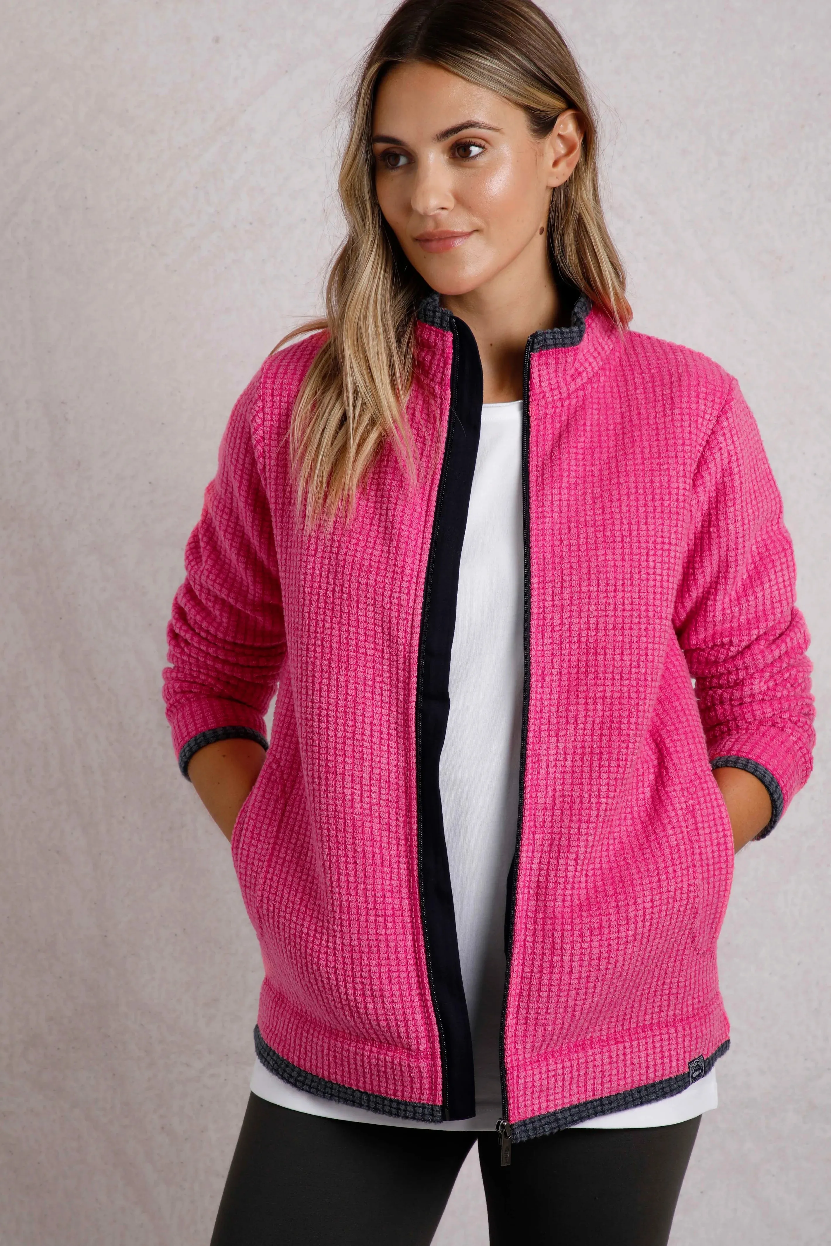 Weird Fish 16 Begonia Pink Ariana Eco Full Zip Grid Fleece