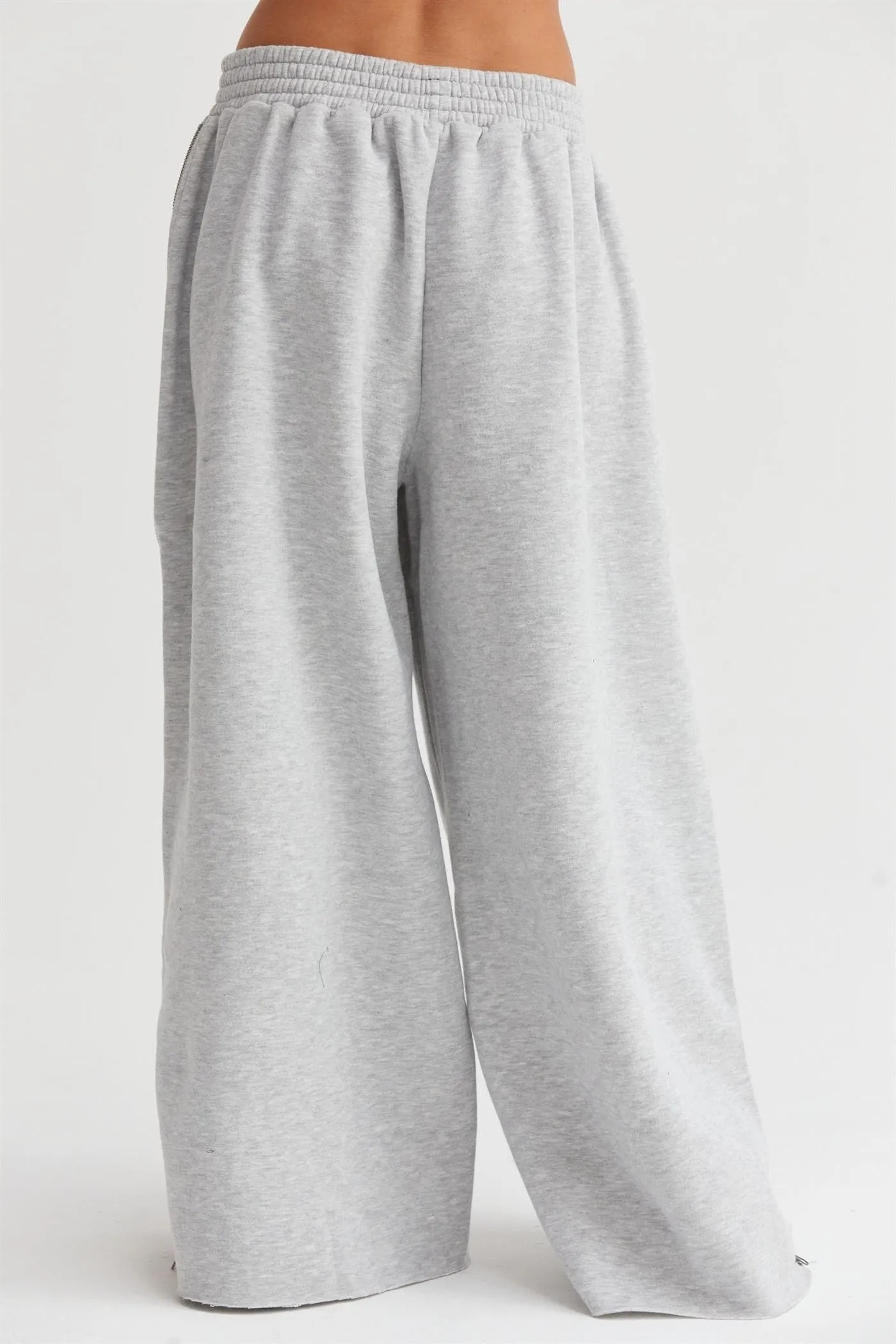 Wide-Leg Side Zipper Sweatpants