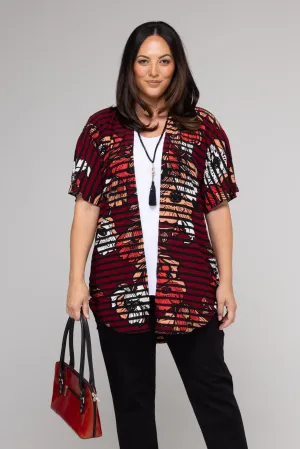 Windows Print Jersey Short Sleeve Kimono