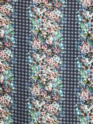 WK-7336W DIGITAL FLORAL PLAID PRINT WOOL VISCOSE KNIT. ITALY