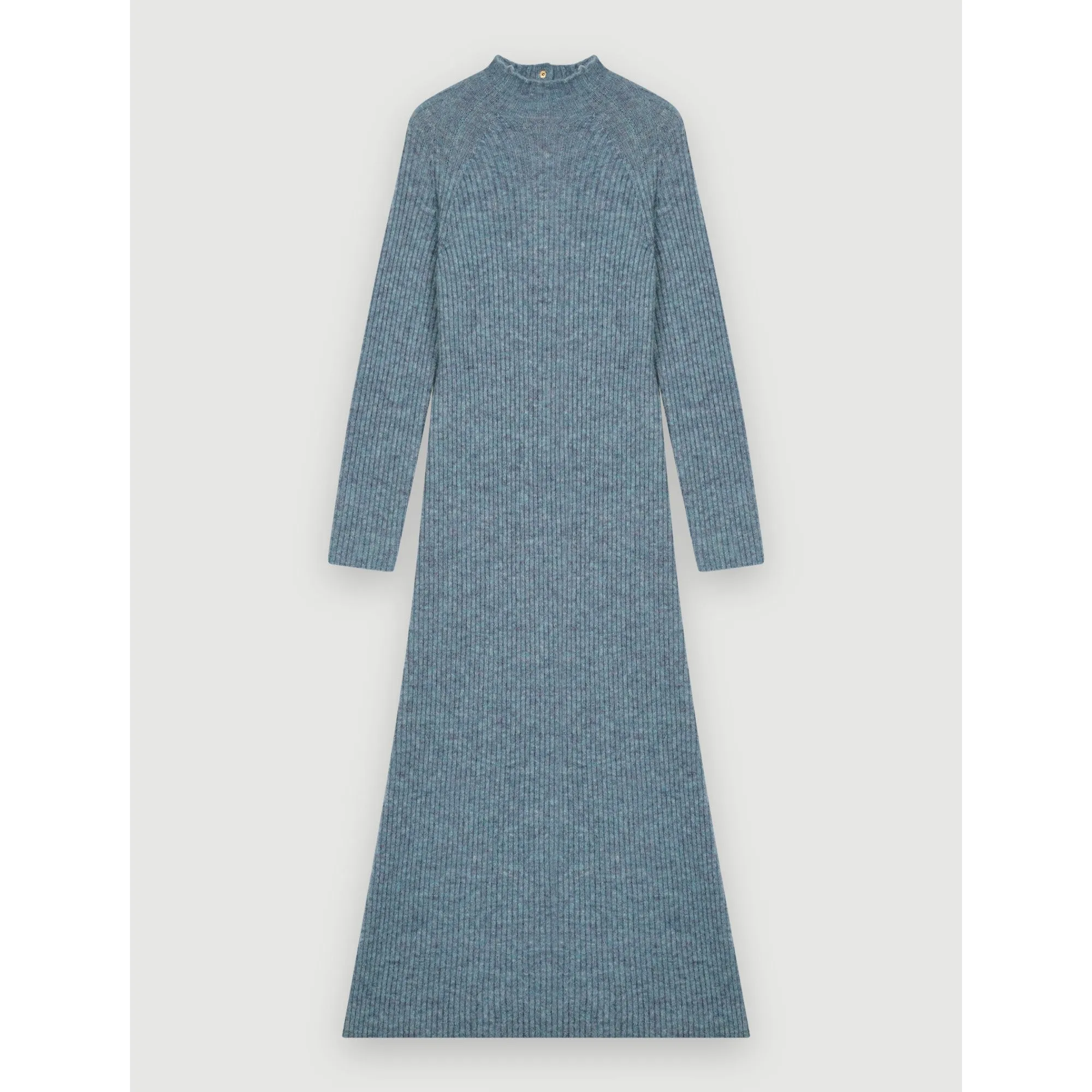 Women High Collar Mohair Dress - Blue